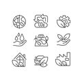 Ecology protection program pixel perfect linear icons set