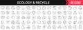 Ecology and recycle linear icons in black. Big UI icons collection in a flat design. Thin outline signs pack. Big set of icons for Royalty Free Stock Photo