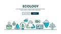 Ecology, recycling, environment, sustainability, colorful concept header, flat design thin line style Royalty Free Stock Photo