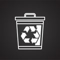 Ecology recycling icon on black background for graphic and web design, Modern simple vector sign. Internet concept. Trendy symbol Royalty Free Stock Photo