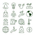 Ecology related set of icons vector isolated. Water and wind