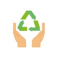 Ecology renewable environment hands recycle icon