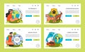 Ecology research web banner or landing page set. Human influence