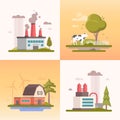 Ecology - set of modern flat design style vector illustrations Royalty Free Stock Photo