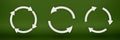 Ecology,set recycling symbol, white arrows form a circle. 3D image on a green background. Green products, green