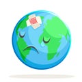 Ecology Sick Sad Suffer Emotion Nature Earth Globe Character Icon