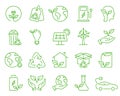 Ecology Solar, Wind, Water Electric Energy Linear Sign. Environment Care Line Icon Set. Clean Electricity Power Outline