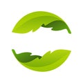 Ecology sphere logo formed by twisted green leaves Royalty Free Stock Photo