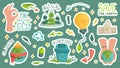 Vector set of stickers about ecology and resource conservation. Royalty Free Stock Photo