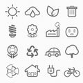 Ecology symbol line icon set