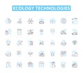 Ecology technologies linear icons set. Solar, Wind, Geothermal, Biomass, Hydroelectric, Carbon-neutral, Composting line