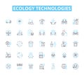 Ecology technologies linear icons set. Solar, Wind, Geothermal, Biomass, Hydroelectric, Carbon-neutral, Composting line