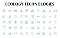 Ecology technologies linear icons set. Solar, Wind, Geothermal, Biomass, Hydroelectric, Carbon-neutral, Composting