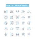 Ecology technologies vector line icons set. Ecosphere, Biosphere, Ecosystem, Conservation, Sustainable, Recycling