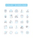 Ecology technologies vector line icons set. Ecosphere, Biosphere, Ecosystem, Conservation, Sustainable, Recycling