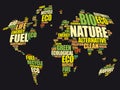 Ecology theme World Map in Typography word cloud Royalty Free Stock Photo