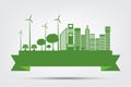 Ecology town concept and environment With Eco-Friendly Ideas,Vector Illustration Royalty Free Stock Photo