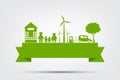 Ecology town concept and environment With Eco-Friendly Ideas,Vector Illustration Royalty Free Stock Photo