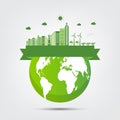 Ecology town concept and environment With Eco-Friendly Ideas,Vector Illustration Royalty Free Stock Photo