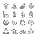 Ecology Vector Icons Set, Flat Thin Line Style.