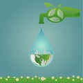 Ecology, water clean energy recycling, green cities help the world with eco-friendly concept ideas. illustration