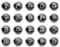 Ecology web icons, black glossy circle buttons