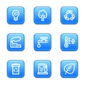 Ecology web icons blue buttons Royalty Free Stock Photo