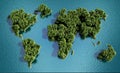 Ecology world map, green forest design, 3d rendering. Royalty Free Stock Photo