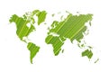 Ecology world map made of green leaves concept Royalty Free Stock Photo