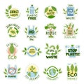 Ecology zero waste plastic free templates recent vector trendy symbols collection