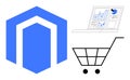 Ecommerce Analytics and Online Shopping Concept with Cart Icon and Data Dashboard Royalty Free Stock Photo