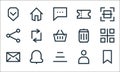 ecommerce basic ui line icons. linear set. quality vector line set such as favorite, sort, message, user, notification, share,