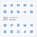 20 Ecommerce Blue Color icon Pack like package box favorite unavailable sold