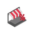 Ecommerce business internet laptop market disocunt sale icon