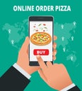 Ecommerce concept order food online website. Fast food pizza delivery online service. Royalty Free Stock Photo