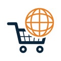 Ecommerce, global shopping icon. Simple editable vector graphics