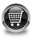 Ecommerce icon glossy black round button Royalty Free Stock Photo