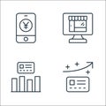 Ecommerce line icons. linear set. quality vector line set such as cit card, statistics, online shopping Royalty Free Stock Photo