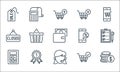 ecommerce line icons. linear set. quality vector line set such as dollar coins, client support, mathematics tool, shopping cart, Royalty Free Stock Photo