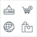 ecommerce line icons. linear set. quality vector line set such as shopping bags, global network, shopping cart