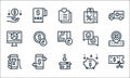 Ecommerce line icons. linear set. quality vector line set such as voucher, packing, mobile shopping, save money, transaction, data Royalty Free Stock Photo
