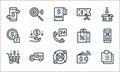 Ecommerce line icons. linear set. quality vector line set such as wish list, worldwide shipping, shopping cart, e wallet, delivery
