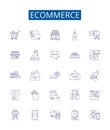 Ecommerce line icons signs set. Design collection of shopping, buying, selling, trading, commerce, digital, goods Royalty Free Stock Photo