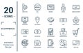 ecommerce linear icon set. includes thin line insert coin, online shop, voucher, refund, debit card, trade, cart icons for report