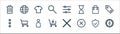 Ecommerce starter pack line icons. linear set. quality vector line set such as compass, wrong, add to cart, menu, shopping, shirt