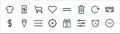 Ecommerce starter pack line icons. linear set. quality vector line set such as minimize, sliders, gear, dollar, refresh, cart,