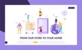 Ecommerce Store Global Shopping Landing Page. Woman Shop Online Using Smartphone. E-commerce Retail, Sale Concept Royalty Free Stock Photo