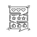 Ecommerce testimonial. hand drawn icon set, outline black, doodle icon, vector icon Royalty Free Stock Photo