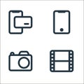 ecommerce ui line icons. linear set. quality vector line set such as films, camera, tablet Royalty Free Stock Photo