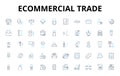 Ecommercial trade linear icons set. Ecommerce, Online, Marketing, Sales, Business, Internet, Digital vector symbols and Royalty Free Stock Photo